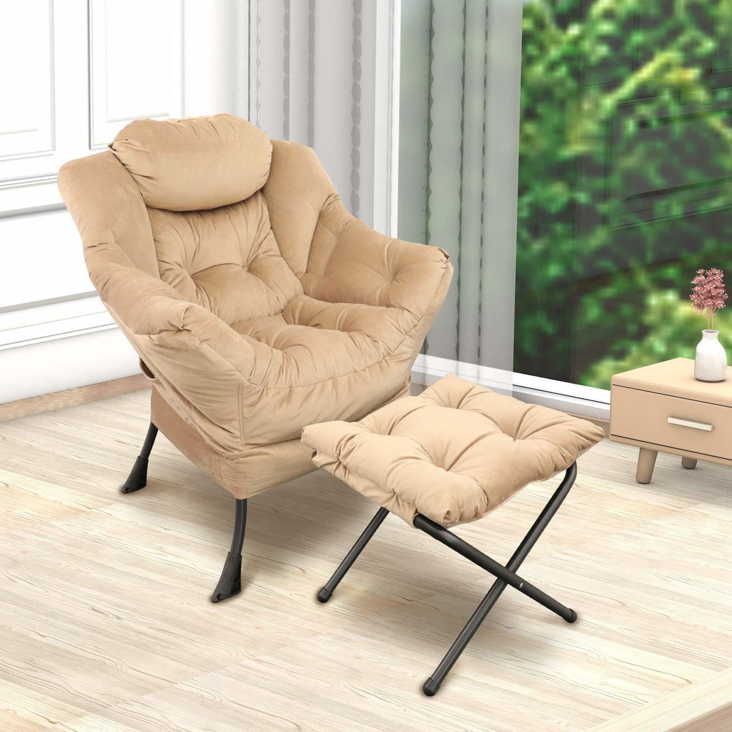Modern velvet sales recliner chair