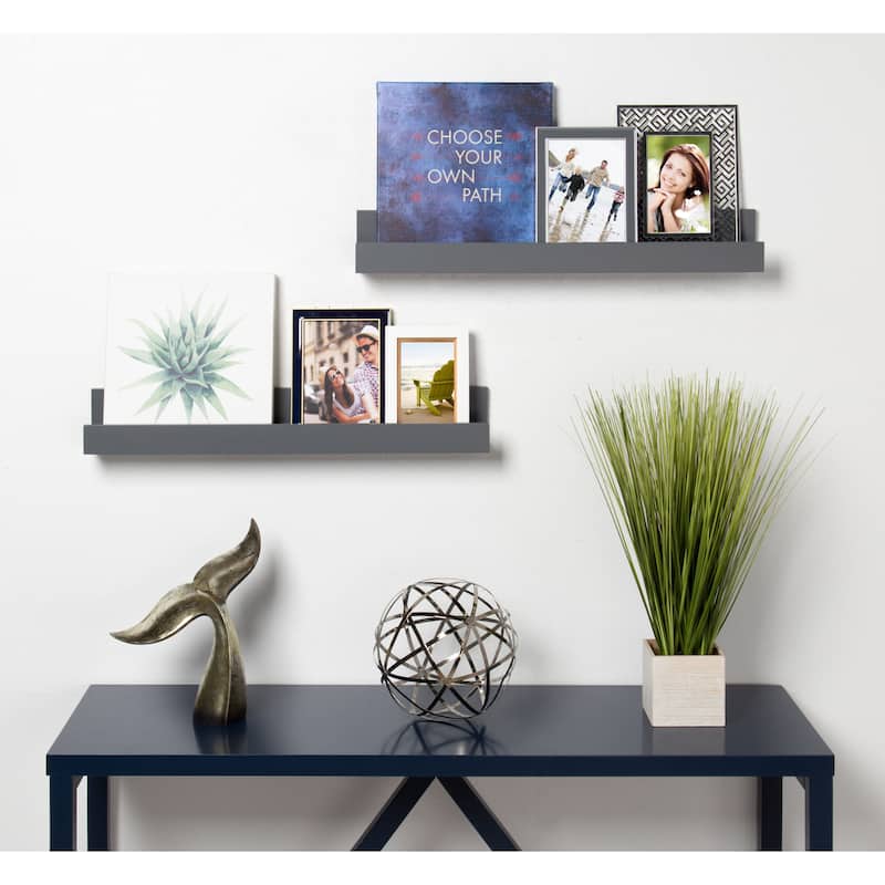 Levie 24 inch 2-Pack Wood Wall Picture Frame Holder Ledge