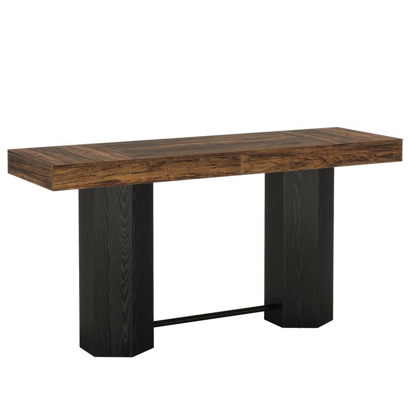 Industrial Bar Table 70.9" Rectangular Home Bar Unit with Footrest