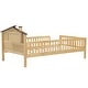preview thumbnail 10 of 13, Twin Size Wood Kids Platform Bed with House-Shaped Headboard, Built-in LED Light, Guardrails Storage for Bedroom, Natural