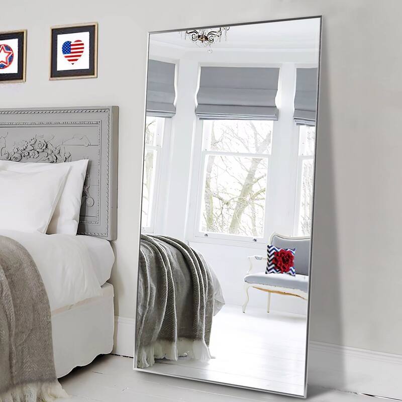 Modern Aluminum Alloy Thin Framed Full Length Floor Mirror