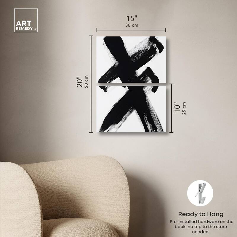 Black X Canvas Set of 2 by Art Remedy, Gallery Wrapped
