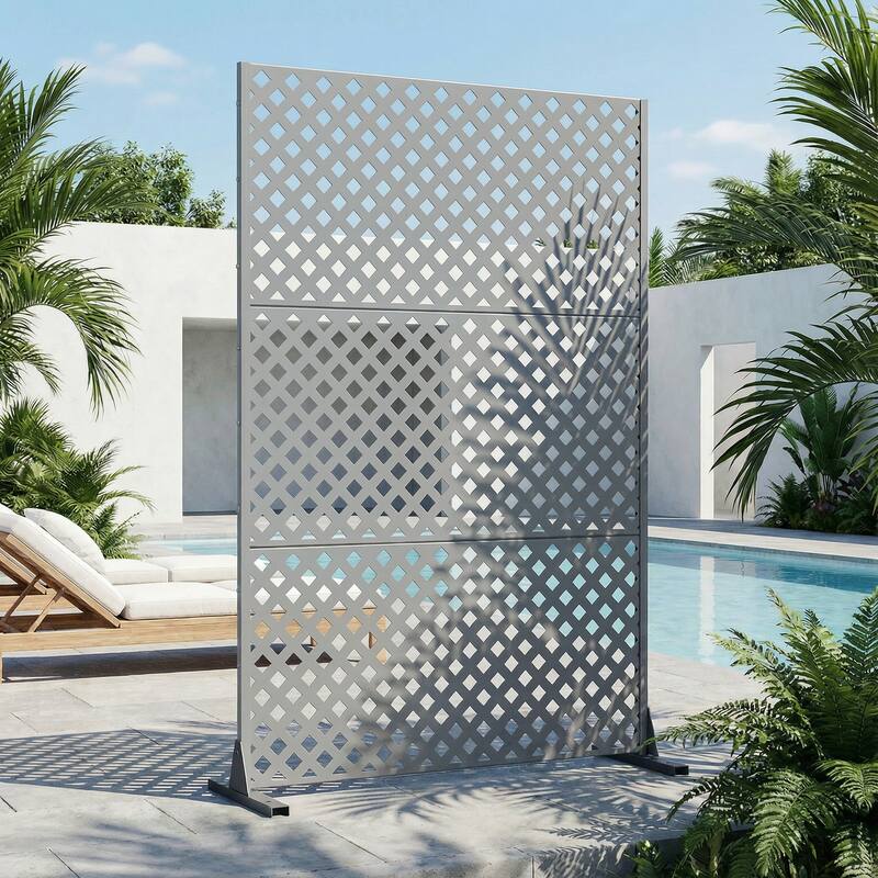 Outdoor Rectangle Privacy Screens Metal Screen Fence Panel - Grey - 72"x47"