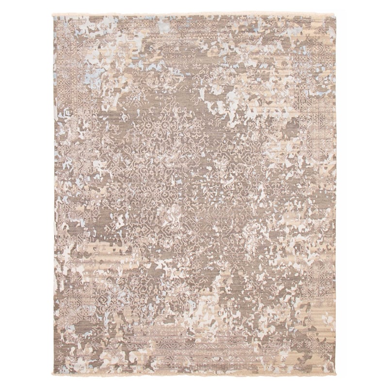 ECARPETGALLERY Hand-knotted Heritage Dark Grey Silk, Wool Rug - 8'0 x 10'0 - Dark Grey - 8'0 x 10'0