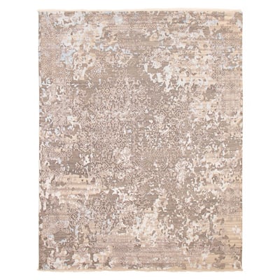 ECARPETGALLERY Hand-knotted Heritage Dark Grey Silk, Wool Rug - 8'0 x 10'0