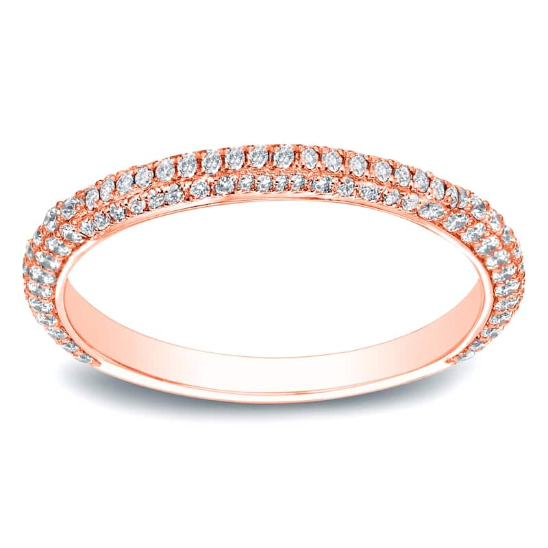 Auriya 3/5ctw Pave Diamond Wedding Band 14k Gold - Rose - 7.5