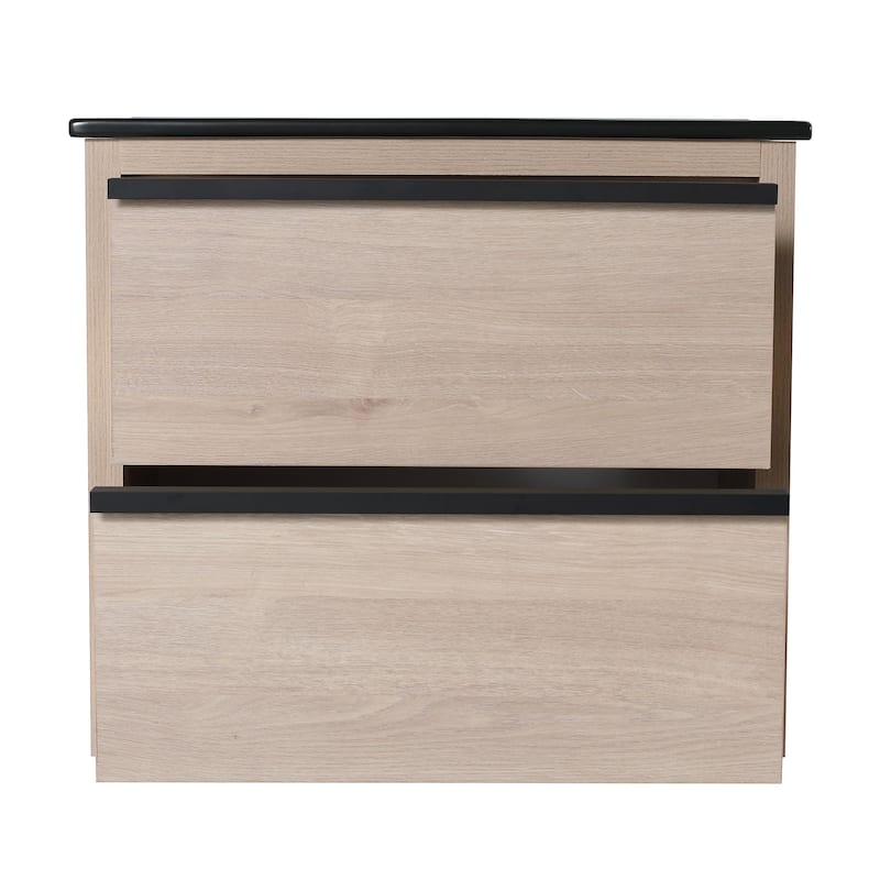 24 Inch Plywood Bathroom Vanity With Black Ceramic Sink and Two Soft Close Drawers