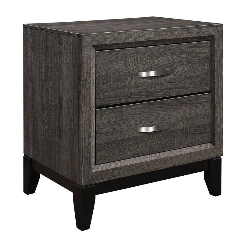 Gray Nightstand with Dovetail Drawers and Chrome Pulls
