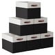 preview thumbnail 45 of 64, Foldable Collapsible Storage Box Bins Linen Fabric Shelf Basket Cube Organizer with Leather Handles - Set of 6 13" x 15" x 13" - White/Black