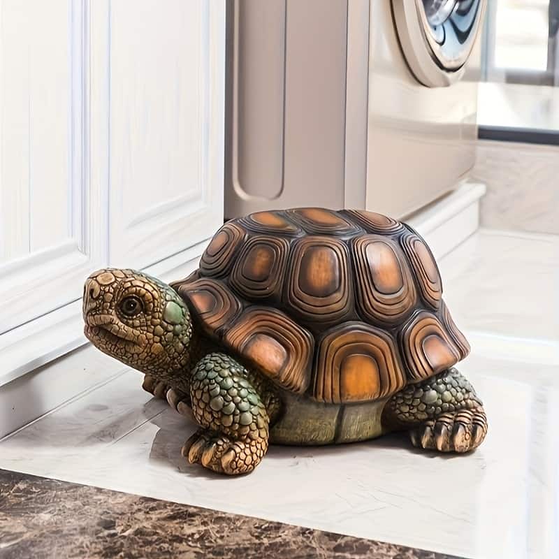 18"Garden Turtle Statue Stool, Simulated Animal Resin Sculpture, Multi-Purpose Decorative Stool for Living Room, Balcony