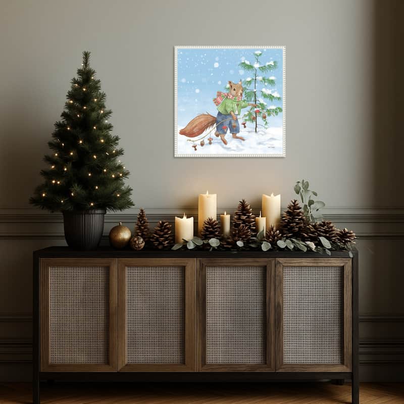 Festive Friends III by Leslie Trimbach (22 x 22 in.), Framed Canvas Wall Art Print - Sylvie Beaded White