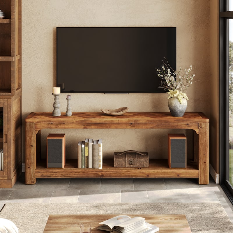 Solid Wood 63" TV Stands, Low Media Console Entertainment Center