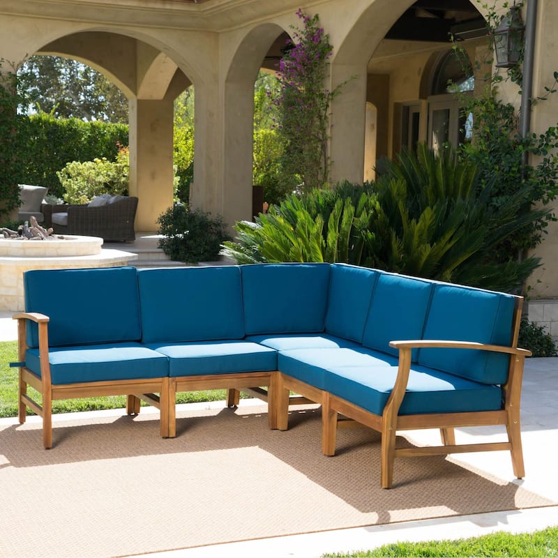 Perla Outdoor 5-piece Chat Set by Christopher Knight Home - Blue