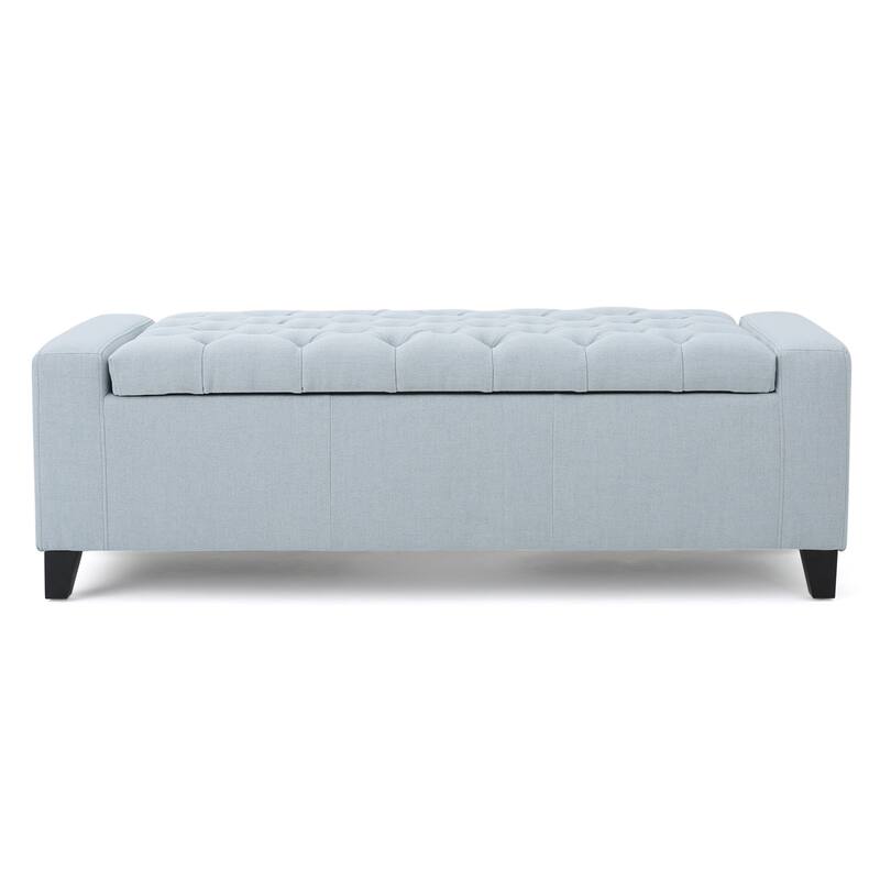 Modern Button-tufted Storage Ottoman Bench-Sky Blue