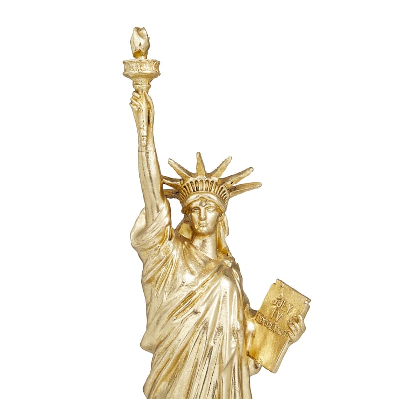 Polystone Statue of Liberty Decorative Sculpture - Gold or Silver - Roche River Decor