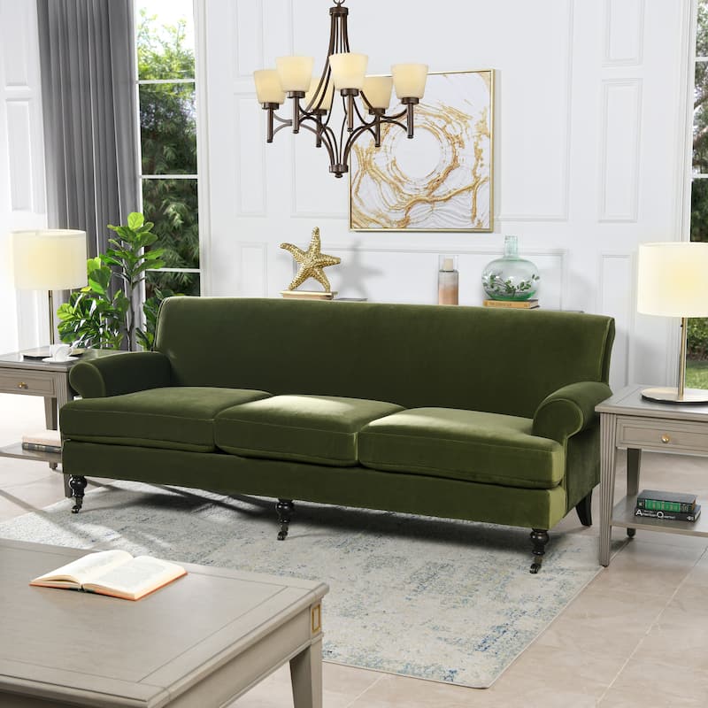 Alana Lawson 88 Inch Living Room Sofa – Three Cushion Couch with Rolled Arms and Tight Back – Minimal Assembly Required