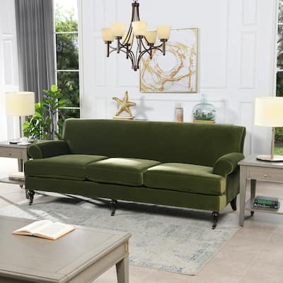 Alana Lawson 88 Inch Living Room Sofa – Three Cushion Couch with Rolled Arms and Tight Back – Minimal Assembly Required