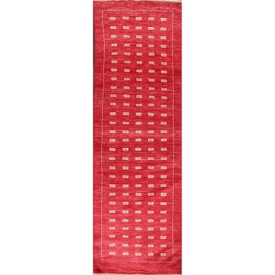 Oriental Gabbeh Kashkoli Hallway Runner Rug Wool Hand-knotted Carpet - 2'8" x 10'1"