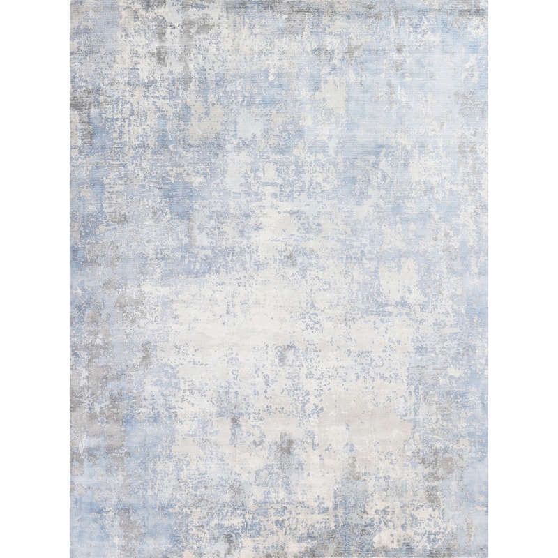 EXQUISITE RUGS Murano Hand-loomed Wool/Bamboo Silk Silver/Blue Area Rug.