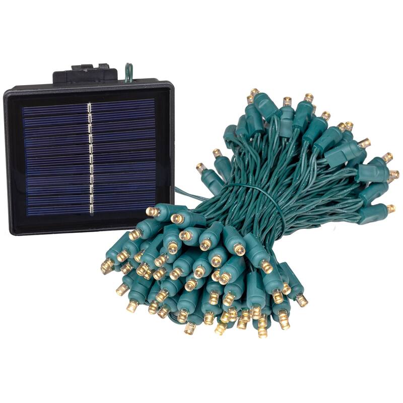 Novelty Lights 100 Light Solar LED Christmas Mini Light Set, Warm White, 44 Feet - Clear