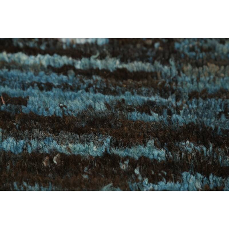 Blue Moroccan Oriental Area Rug Handmade Wool Carpet - 6'8" x 9'7"