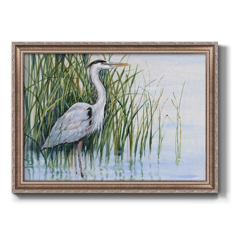 Heron in the Marsh I Premium Framed Canvas- Ready to Hang - 16X20 - Pewter