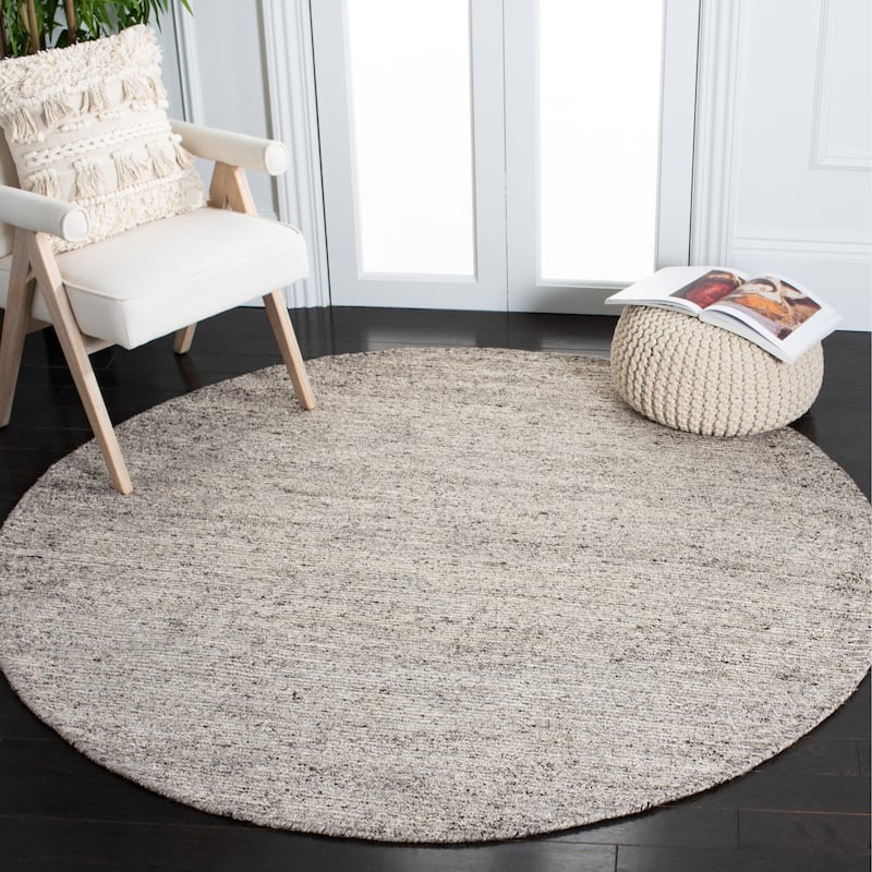 SAFAVIEH Handmade Himalaya Color Frame Wool/ Viscose Rug - 6' Round - Brown