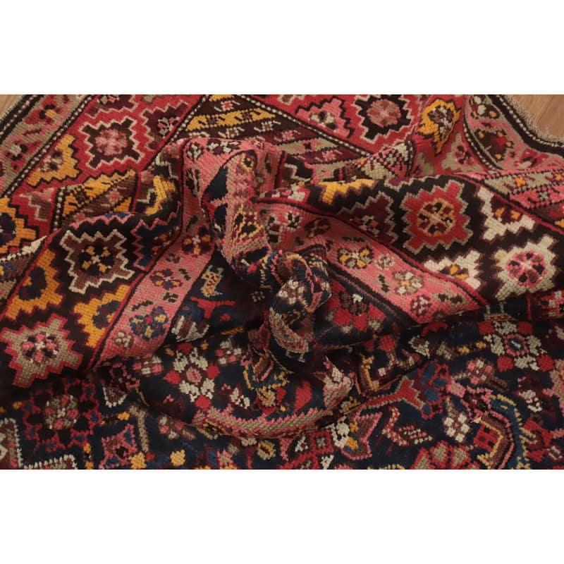 Hand Knotted Oriental 100% Wool Carpet Traditional Geometric Navy Blue & Blues Kazak Area Rug - 15' 1'' X 7' 2''