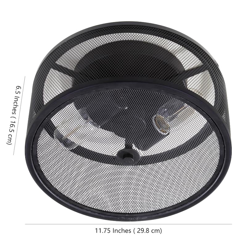 SAFAVIEH Lighting Jayne 2-Light Black Flush Mount - 11.75" x 11.75" x 6.5" - 12Wx12Dx7H