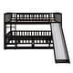 preview thumbnail 17 of 48, Full Over Full Low Bunk Bed with Fence and Ladder for Toddler Kids Teens