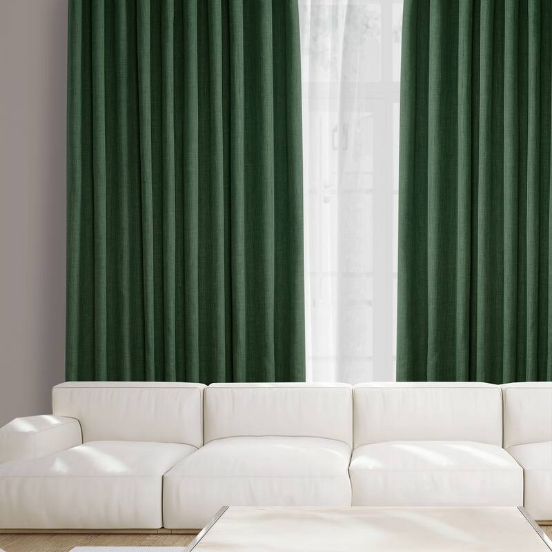 Exclusive Fabrics Faux Linen Extra Wide Room Darkening Curtain Panel