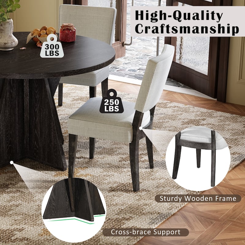 5-Piece Round Dining Table Set for 4, Retro Kitchen Table and Chairs Set of 4 with Designed Base