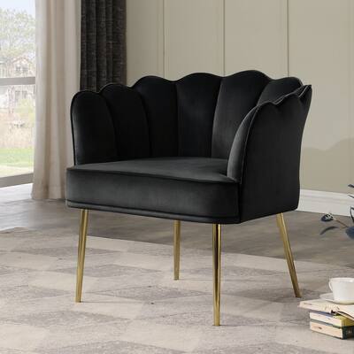Best Master Furniture Carter Contemporary Velvet Upholstered Accent Chair with Gold Accent