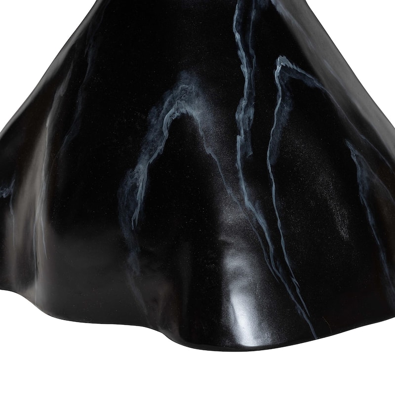 Aponi Marbled Resin Coffee Table - Sculptural Center Table with Round Top and Pedestal Base, Modern Contemporary Furniture