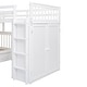 preview thumbnail 9 of 8, White L-Shaped Bunk Bed with 3 Drawers,Twin-Twin over Full Bed with Portable Desk and Wardrobe