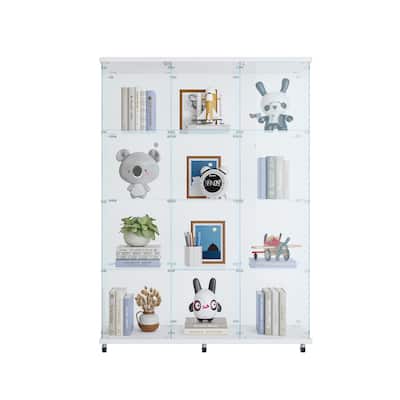 3 Door Glass Cabinet Glass Display Cabinet with 4 Shelves