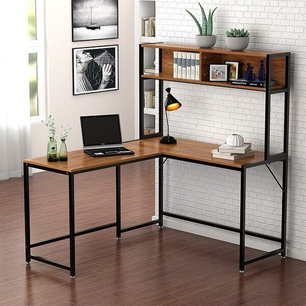 Shop L-Shaped Desk with Hutch, 55" Corner Computer Desk ...