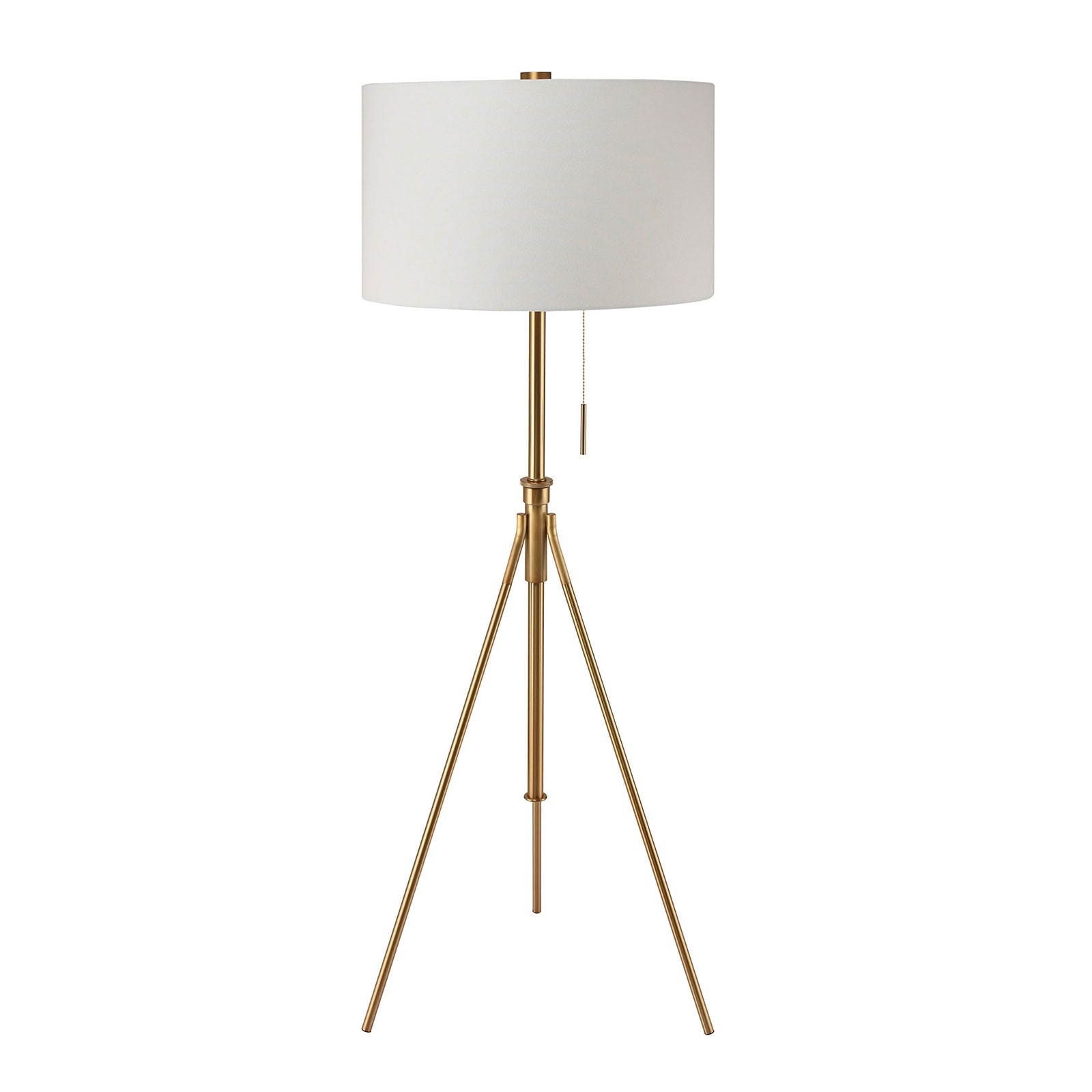 Vintage Look 1pc Floor Lamp Brushed Steel Tripod Legs Unique High Lamp Pull Switch 57