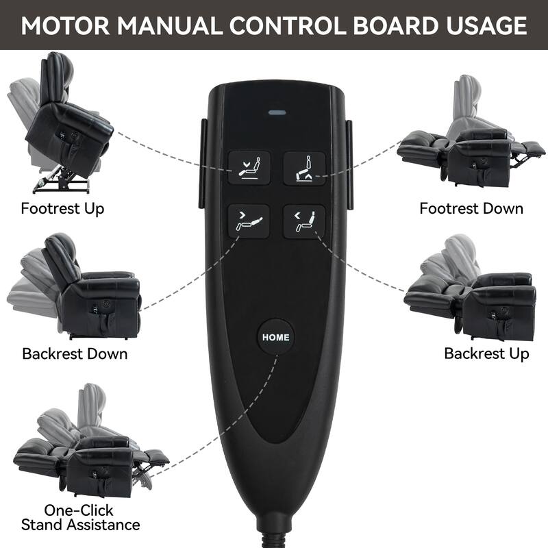 Dual Motor Power Lift Genuine Leather Recliner Chair with Heat Massage and USB Ports