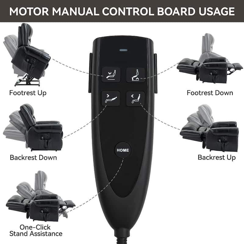 Genuine Leather Electric Lift Recliner with Dual Motors, 8-Point Massage, Heating, USB Charging, and Infinite Recline