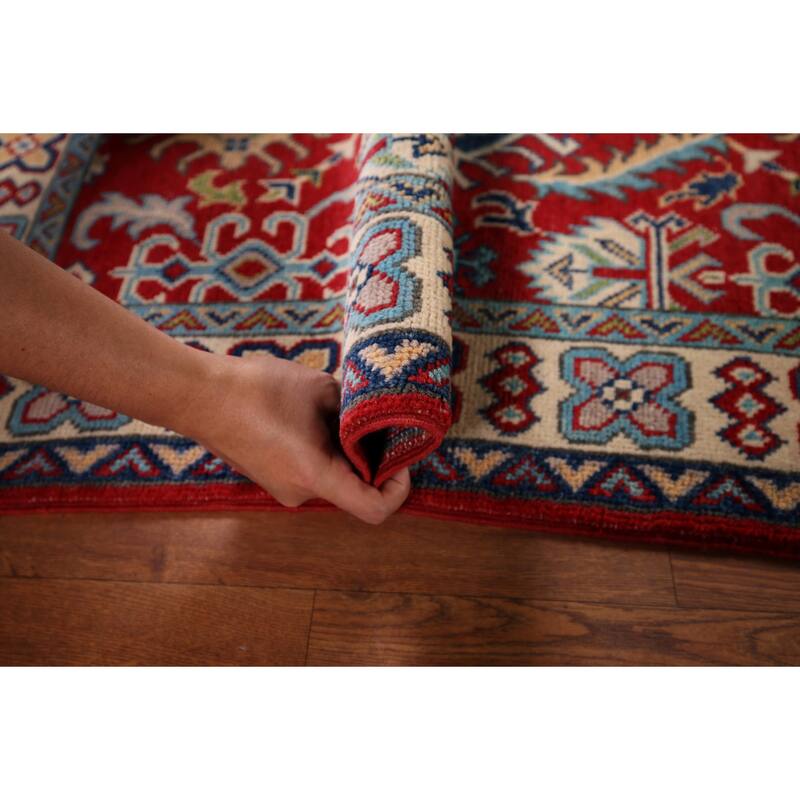 Red Floral Kazak Foyer Rug Handmade Wool Carpet - 2'9" x 4'2"