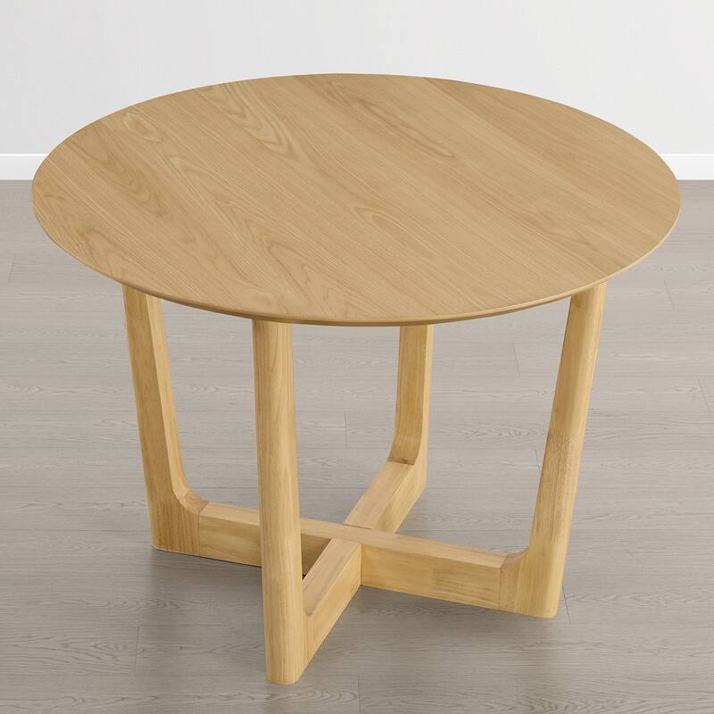 Spruce & Spring 47-Inch Modern Round Wood Dining Table with Cross-Leg Base