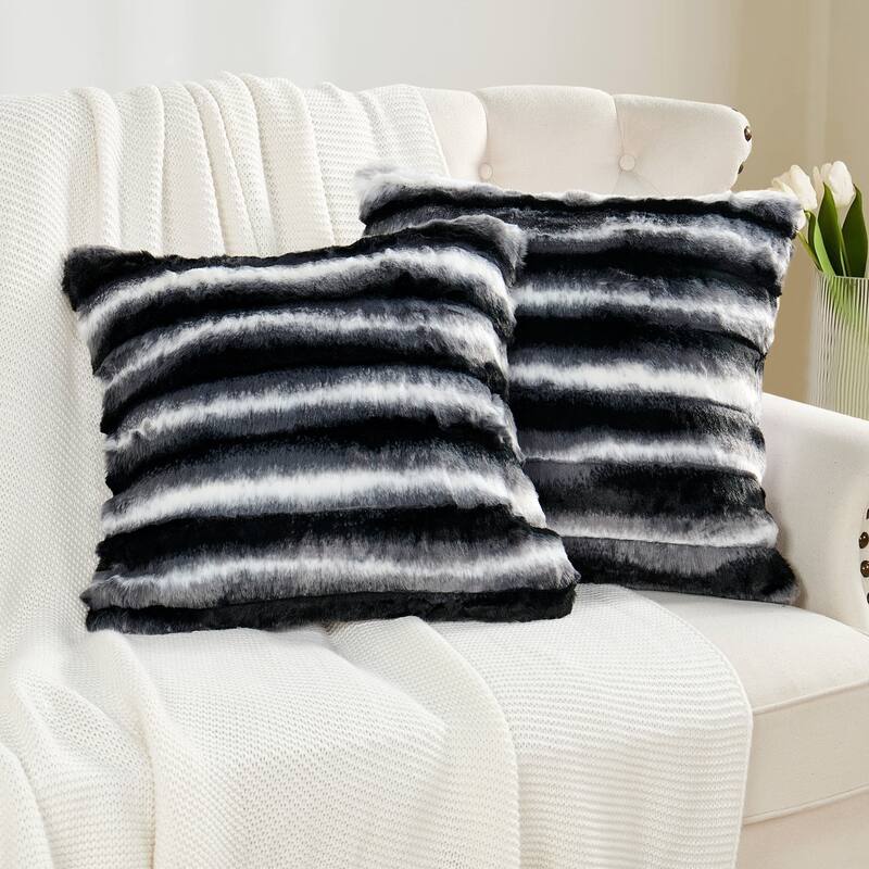 Decorative Printed fauxfur Throw Pillow Covers Set of 2, NO INSERT