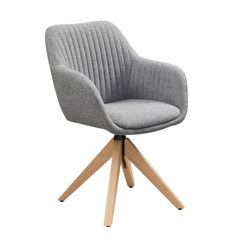 Art Leon Classical Swivel Office Accent Chair with Wood Legs - Grey Fabric