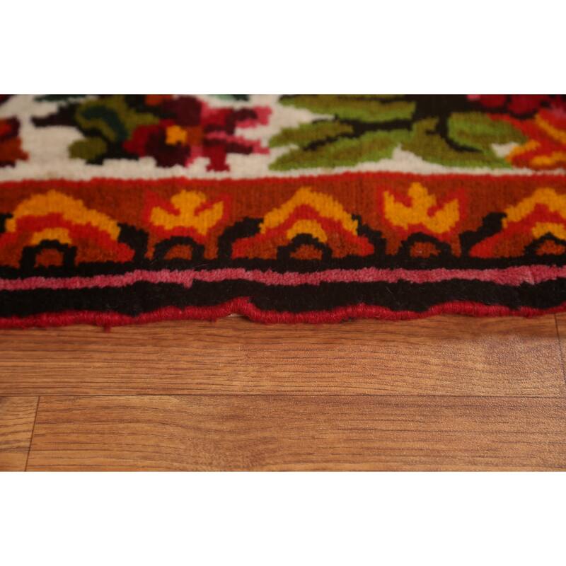 Hand Knotted Oriental 100% Wool Carpet Traditional Floral Beige & Ivories Bakhtiari Area Rug - 4' 11'' X 3' 5''