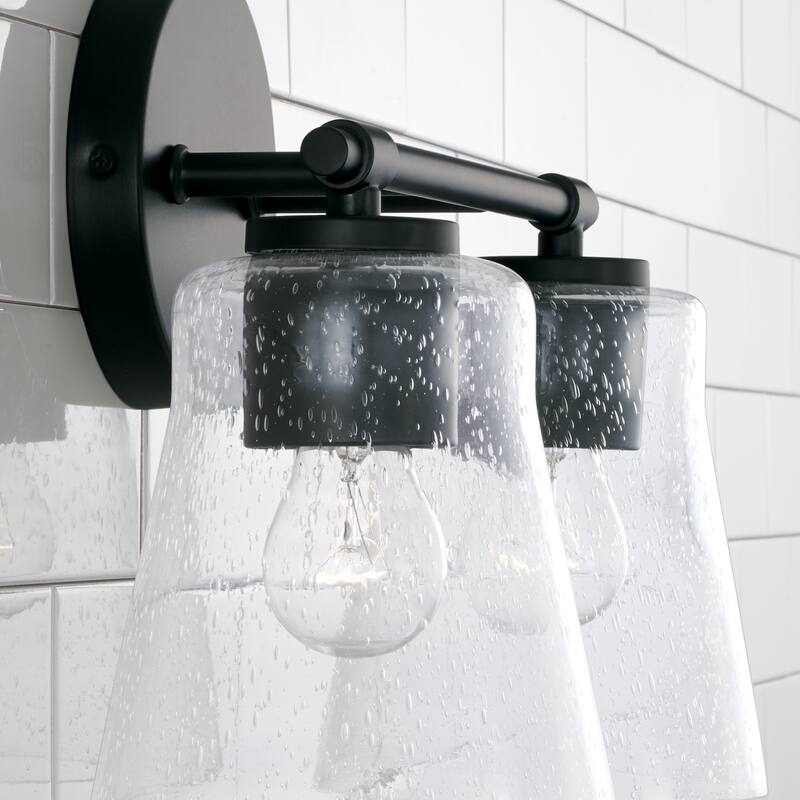 Baker 2-light Bath/ Vanity Fixture w/ Clear Seeded Glass
