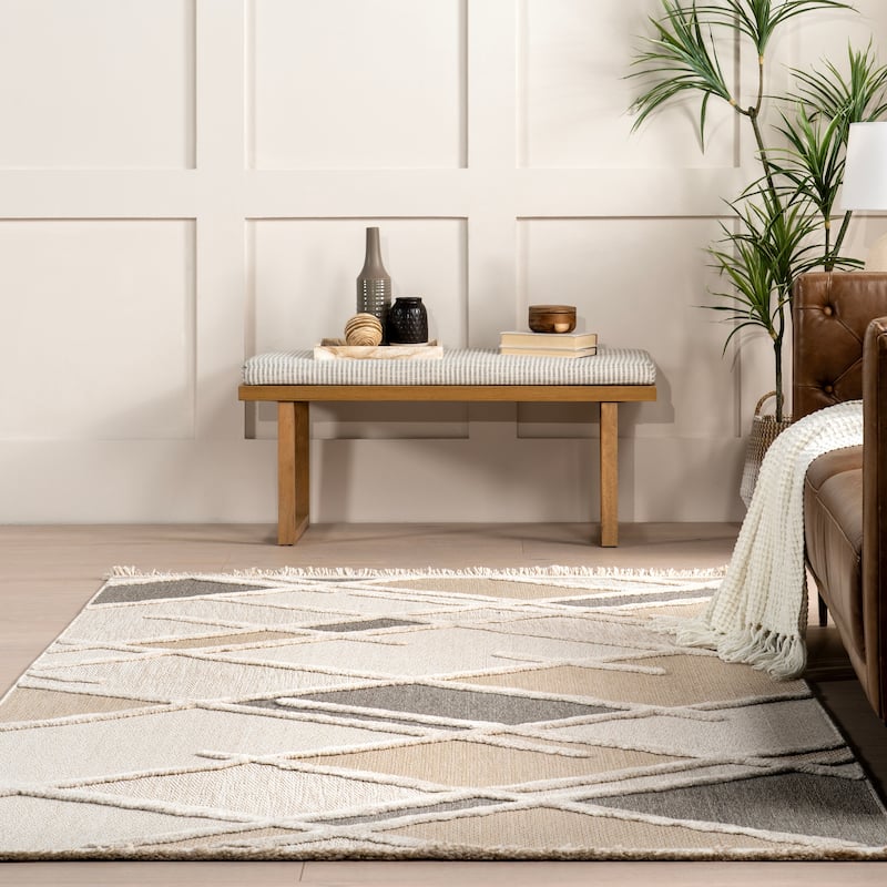 Nuloom Ginevra Modern Lattice Fringe Area Rug