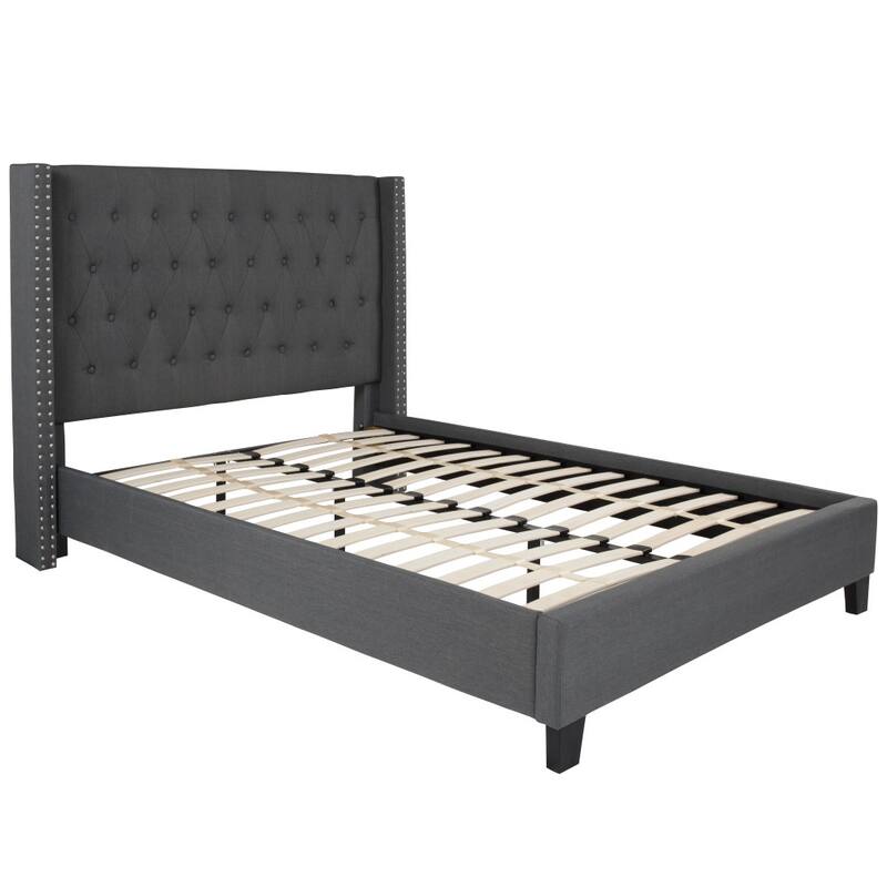 Tufted Upholstered Nailhead Trim Platform Bed
