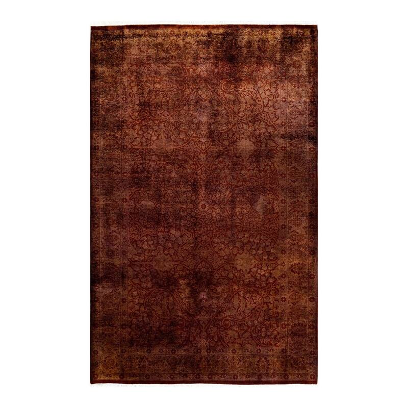 Overton Hand Knotted Wool Vintage Inspired Modern Contemporary Overdyed Brown Area Rug - 4' 9" x 7' 5"
