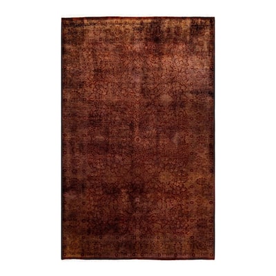 Overton Hand Knotted Wool Vintage Inspired Modern Contemporary Overdyed Brown Area Rug - 4' 9" x 7' 5"